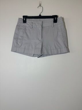 Zara Basic Blue Gray Shorts Womens Size Medium 30 Waist Casual Cuffed Chino